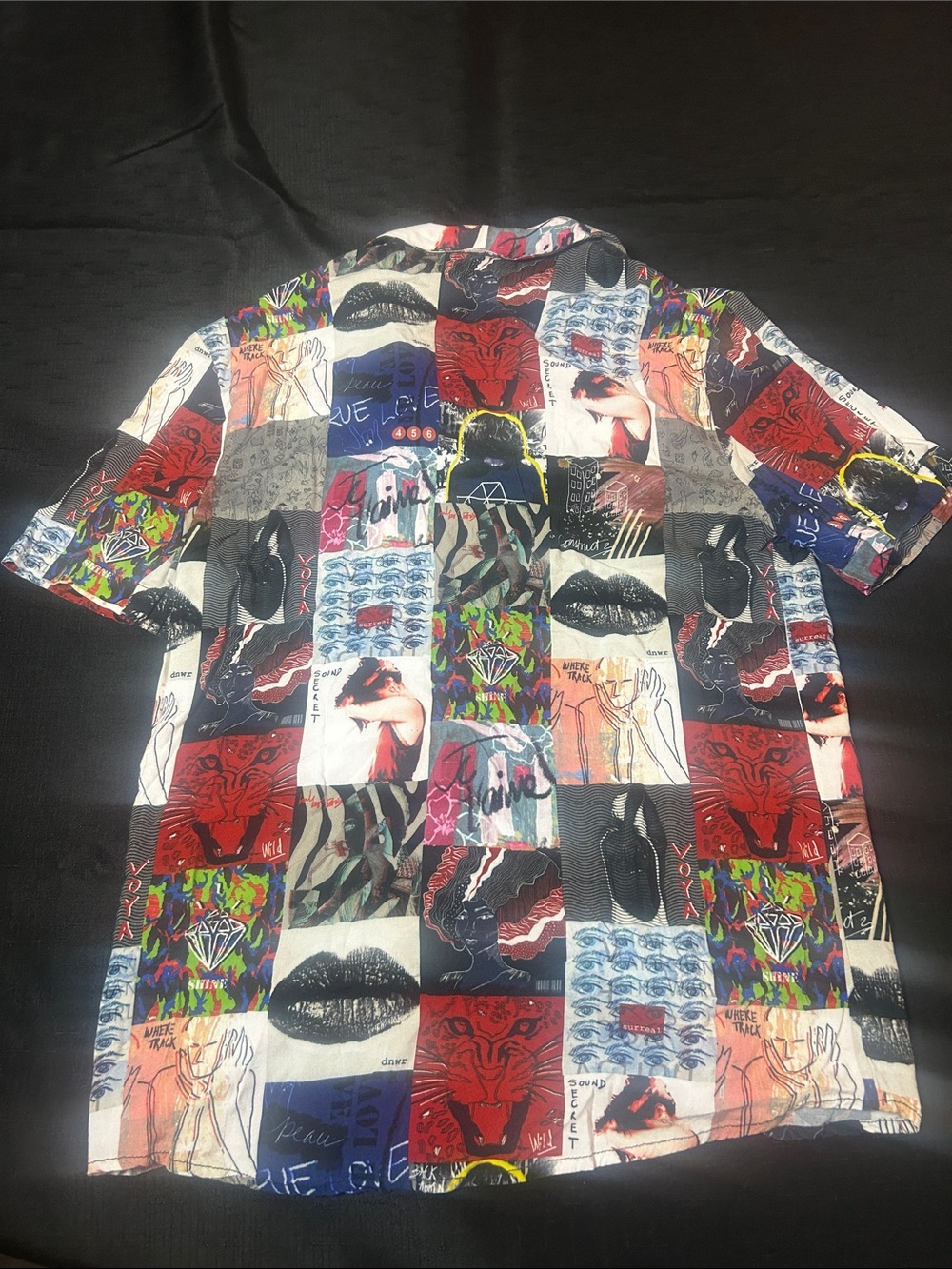 Zara Multicolor Graphic Patchwork Short Sleeve Button-Down Shirt - Picture 3 of 3